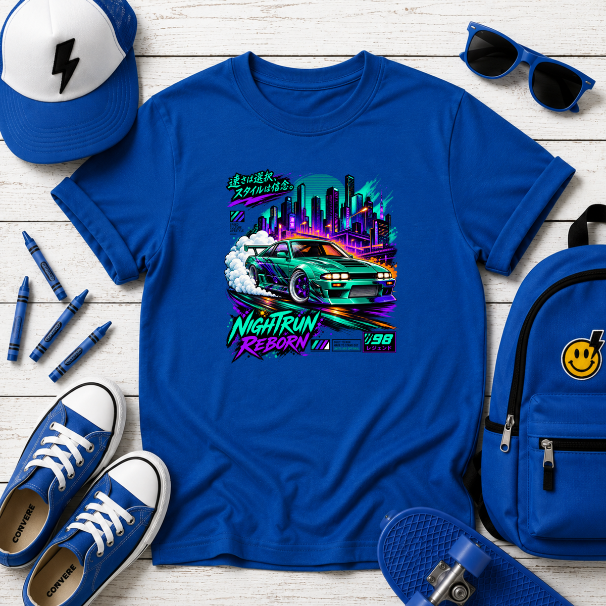 Boys Graphic "Nightrun Retro Racing" T-Shirt