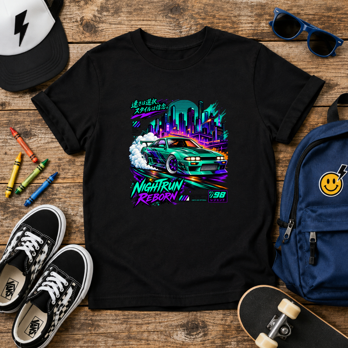 Boys Graphic "Nightrun Retro Racing" T-Shirt