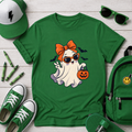 Girls Cute Ghost with Bow & Pumpkin Trick-or-Treat Shirt