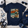 Kids Tee "Cool Kids Read Books" Bear Reading Graphic Shirt
