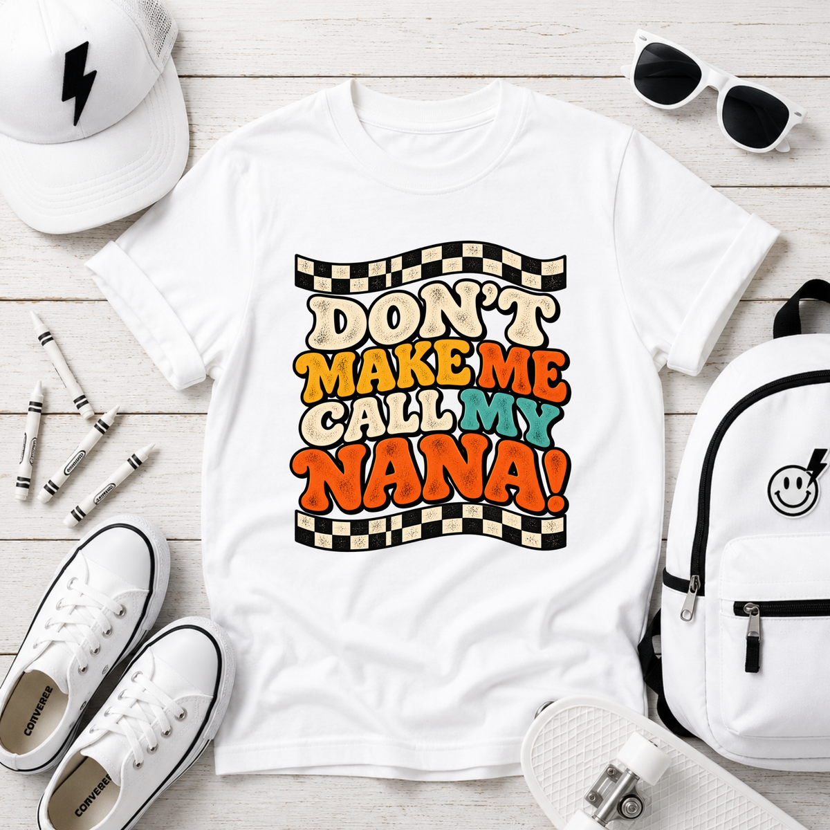 Kids Tee "Don't Make Me Call My Nana!" Retro Boys & Girls Graphic Shirt