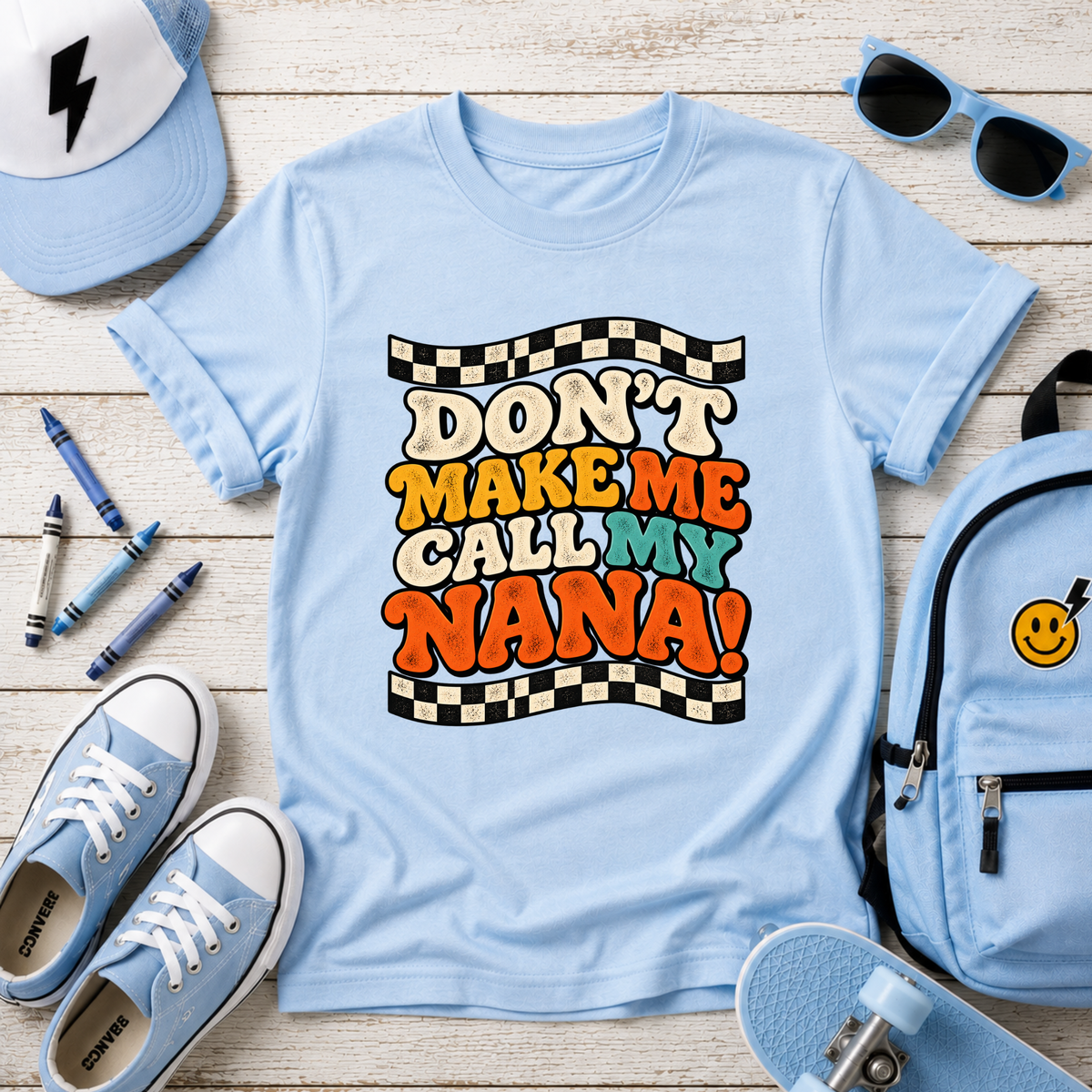 Kids Tee "Don't Make Me Call My Nana!" Retro Boys & Girls Graphic Shirt