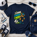Kids Soccer T‑Shirt "I Came, I Kicked, I Won" Playful Sports Victory Tee