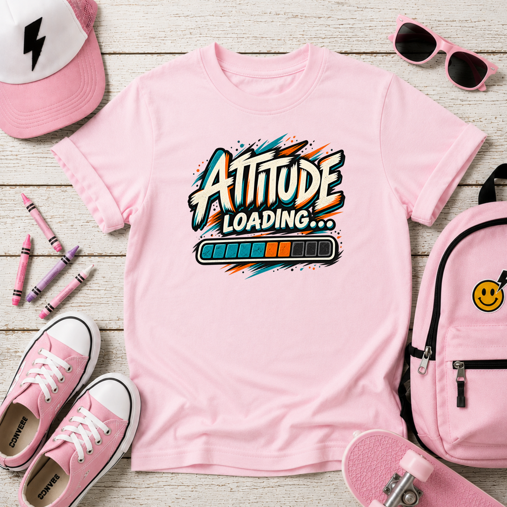 Kids T-Shirt "Attitude Loading" Graphic Tee for Fun, Playful Kids