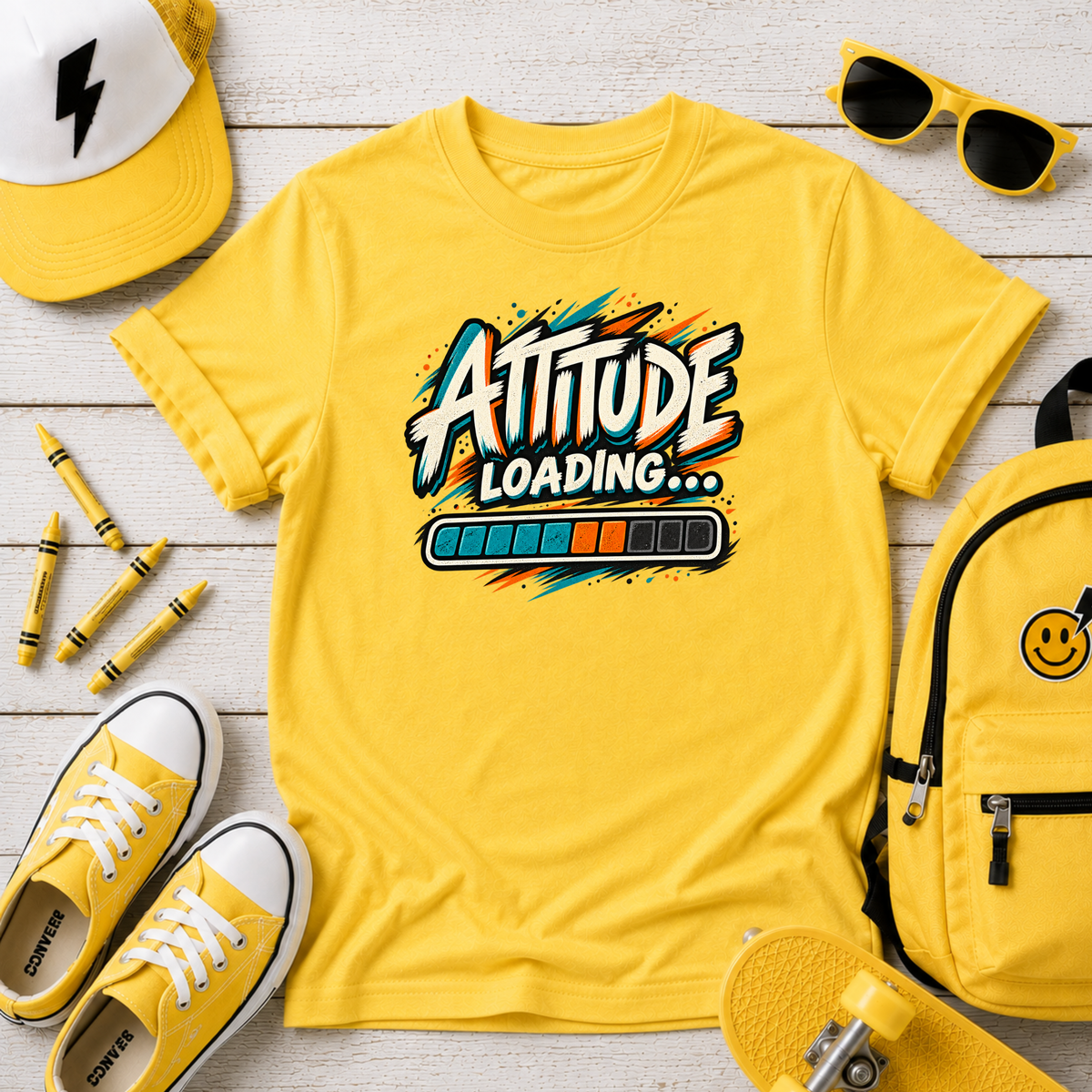 Kids T-Shirt "Attitude Loading" Graphic Tee for Fun, Playful Kids