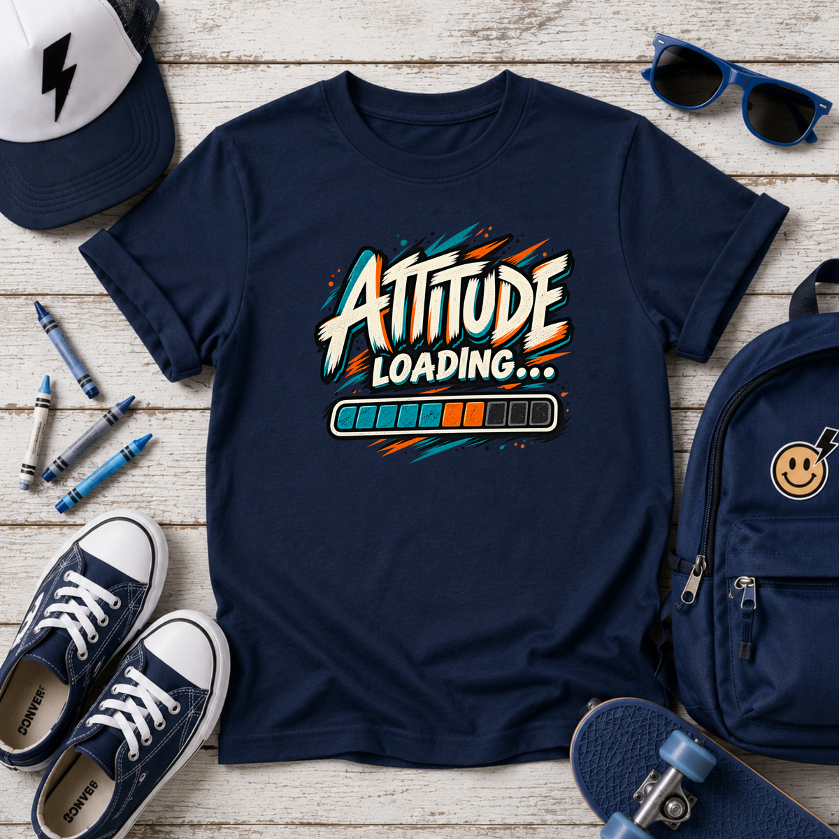 Kids T-Shirt "Attitude Loading" Graphic Tee for Fun, Playful Kids