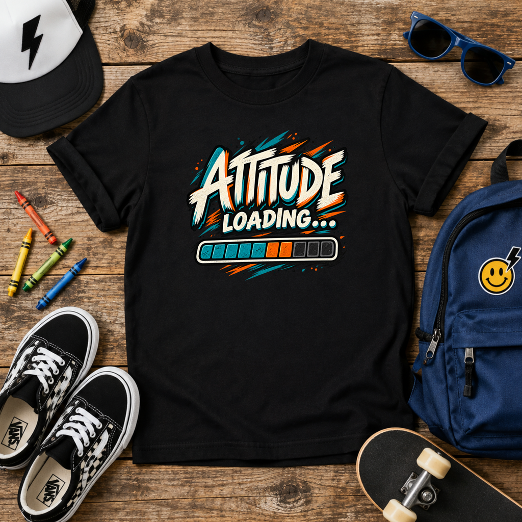 Kids T-Shirt "Attitude Loading" Graphic Tee for Fun, Playful Kids