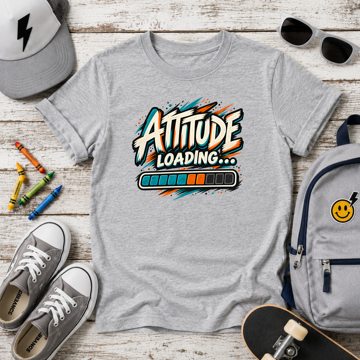 Kids T-Shirt "Attitude Loading" Graphic Tee for Fun, Playful Kids