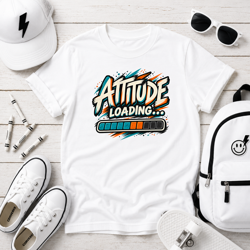 Kids T-Shirt "Attitude Loading" Graphic Tee for Fun, Playful Kids