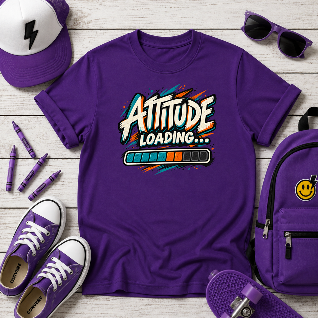 Kids T-Shirt "Attitude Loading" Graphic Tee for Fun, Playful Kids