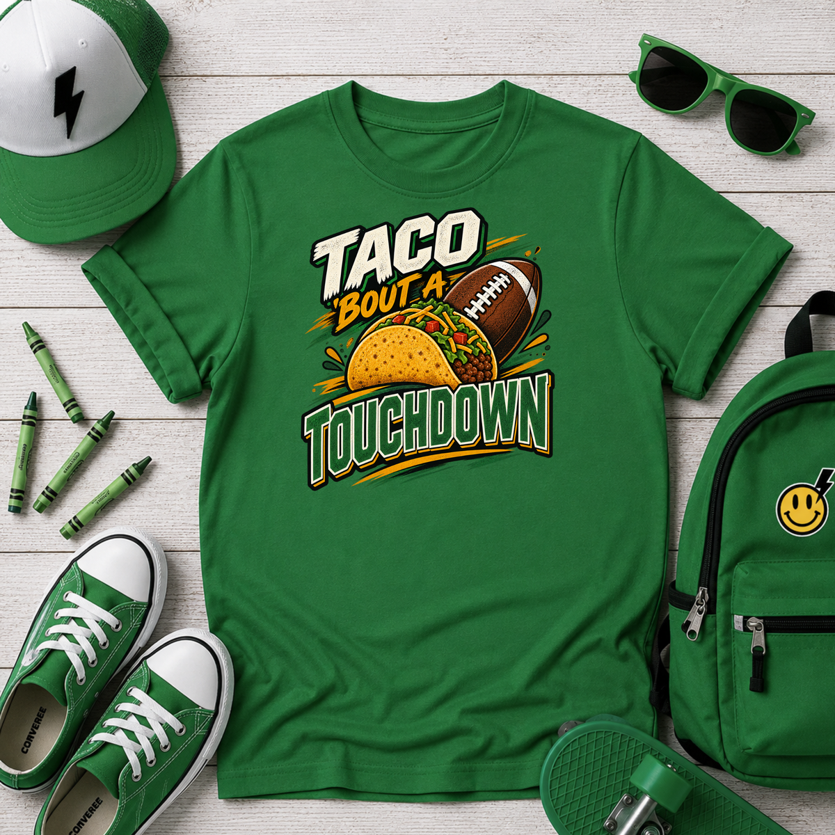 Kids Tee "Taco 'Bout a Touchdown" Football Taco Sports Graphic