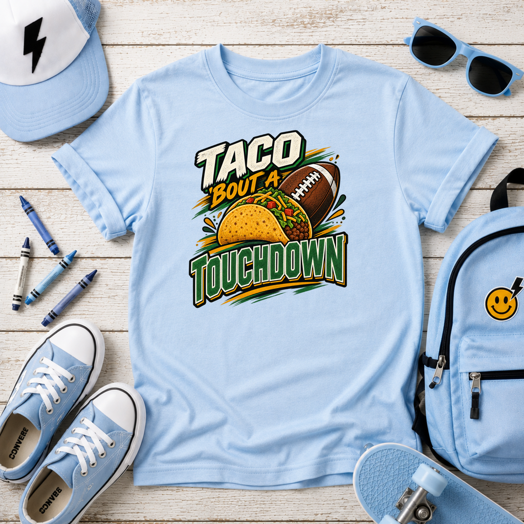 Kids Tee "Taco 'Bout a Touchdown" Football Taco Sports Graphic