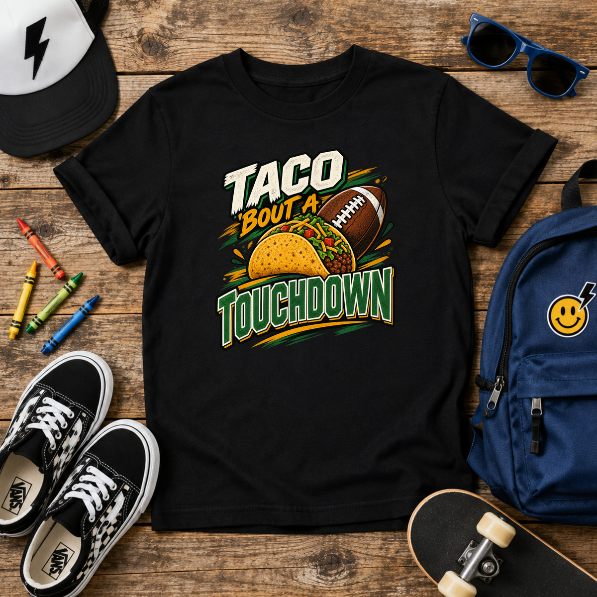 Kids Tee "Taco 'Bout a Touchdown" Football Taco Sports Graphic