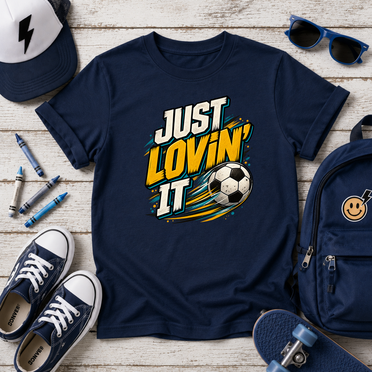Kids Soccer T‑Shirt "Just Lovin' It" Sports Graphic Tee