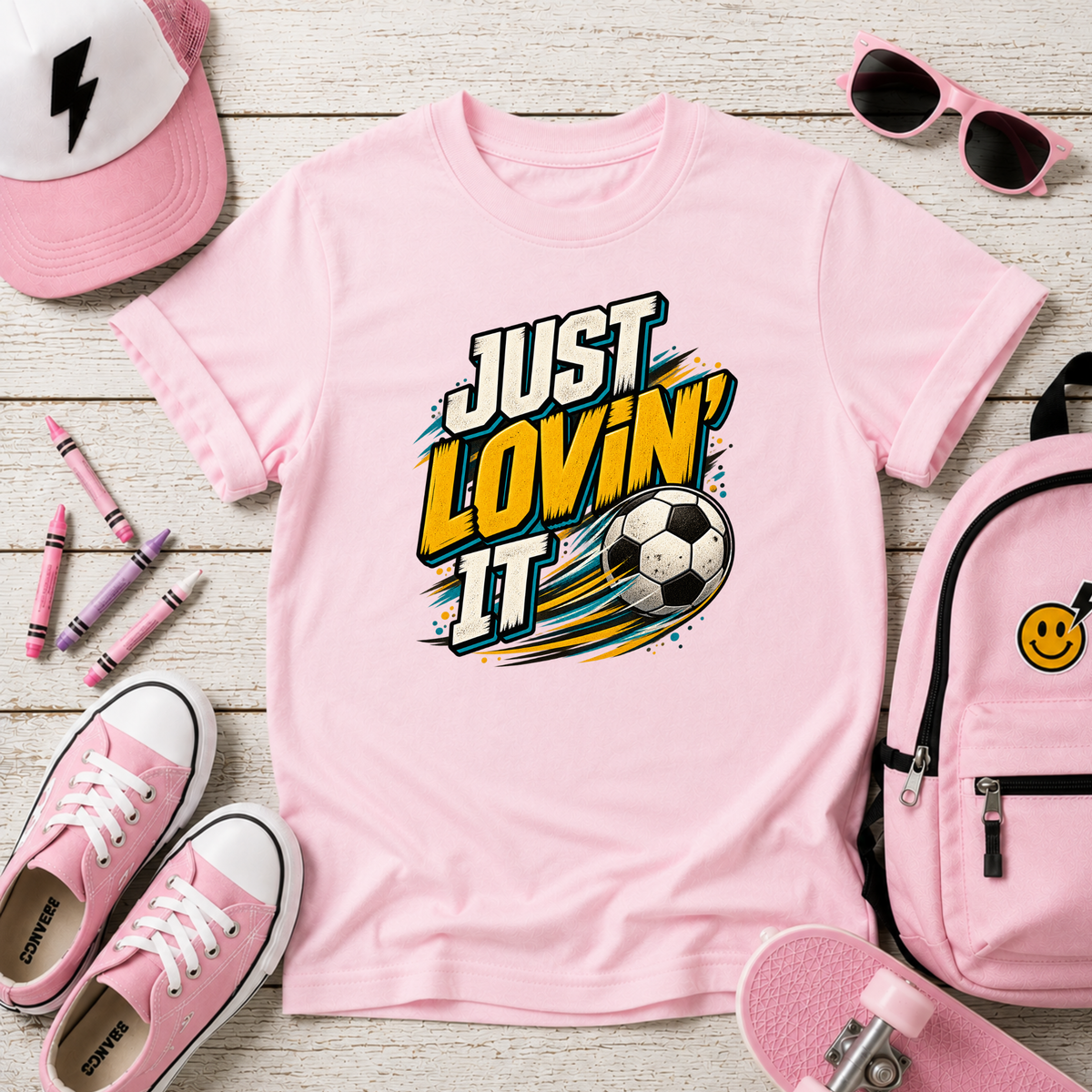 Kids Soccer T‑Shirt "Just Lovin' It" Sports Graphic Tee