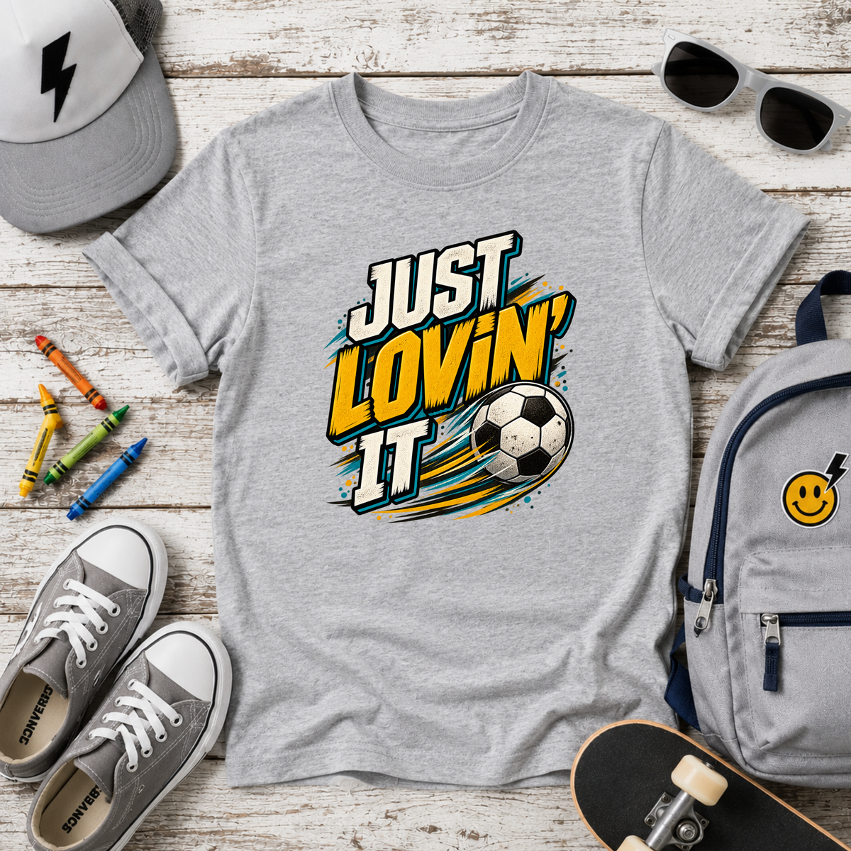 Kids Soccer T‑Shirt "Just Lovin' It" Sports Graphic Tee