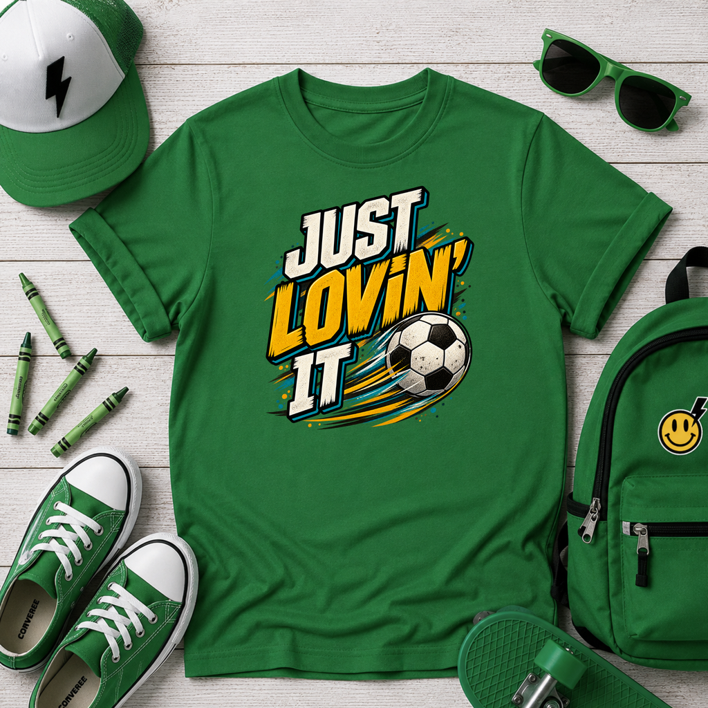 Kids Soccer T‑Shirt "Just Lovin' It" Sports Graphic Tee