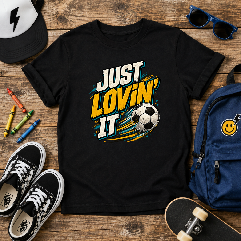 Kids Soccer T‑Shirt "Just Lovin' It" Sports Graphic Tee