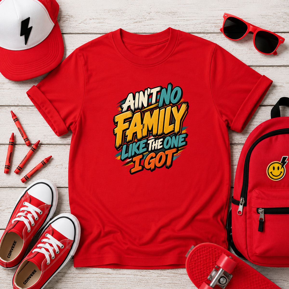 Kids Tee "Ain't No Family Like The One I Got" Funny Retro Graphic