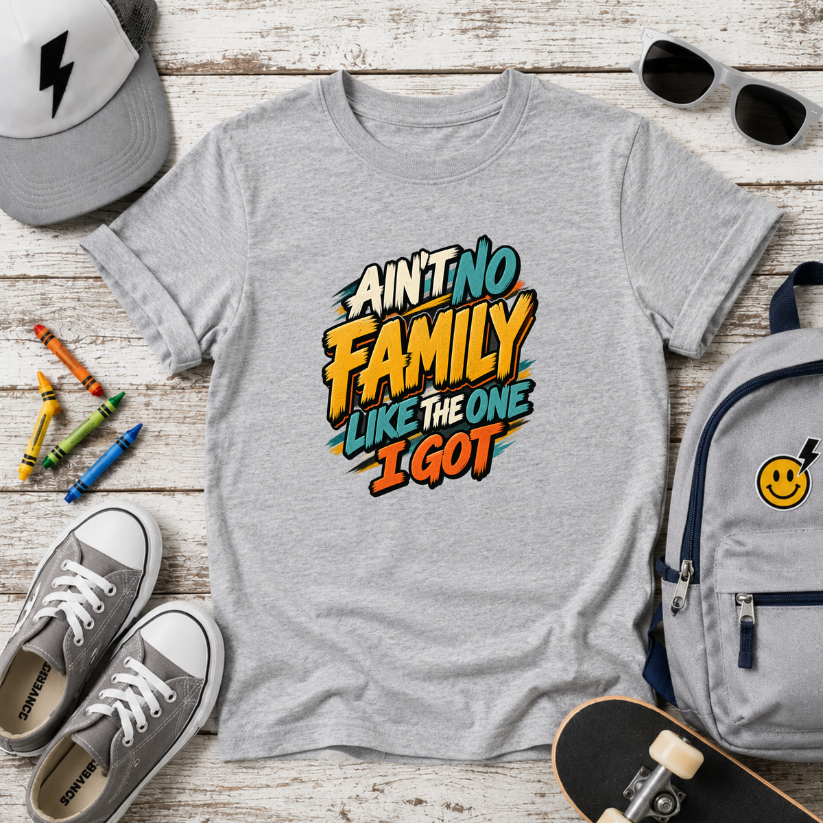 Kids Tee "Ain't No Family Like The One I Got" Funny Retro Graphic