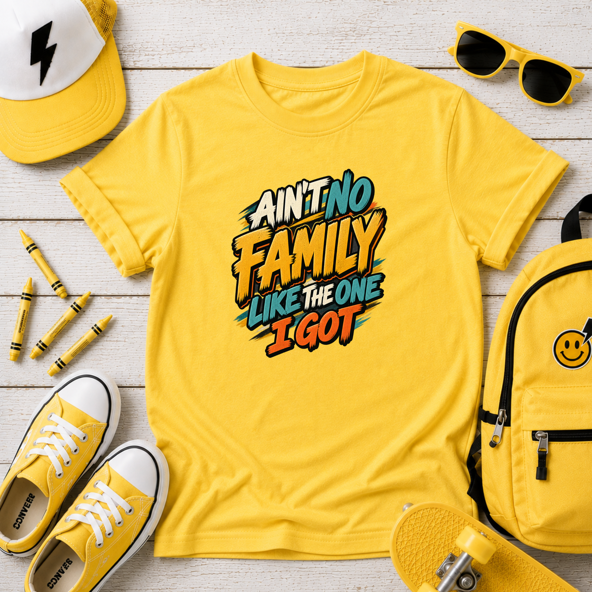 Kids Tee "Ain't No Family Like The One I Got" Funny Retro Graphic