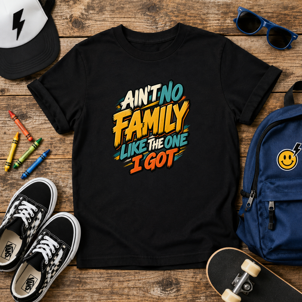 Kids Tee "Ain't No Family Like The One I Got" Funny Retro Graphic
