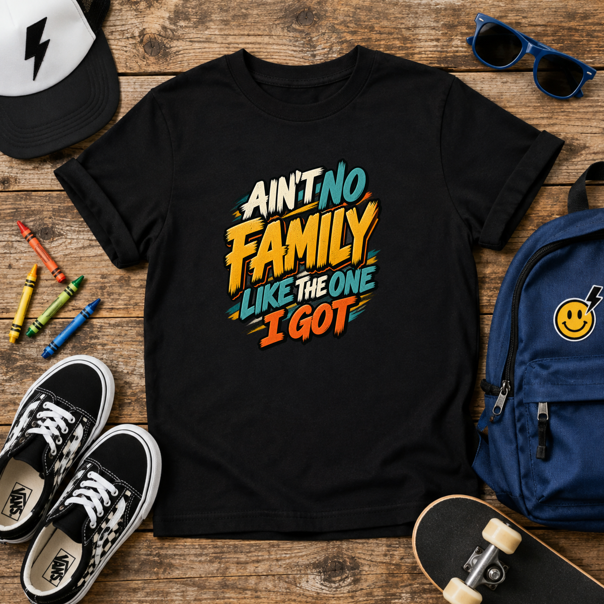 Kids Tee "Ain't No Family Like The One I Got" Funny Retro Graphic