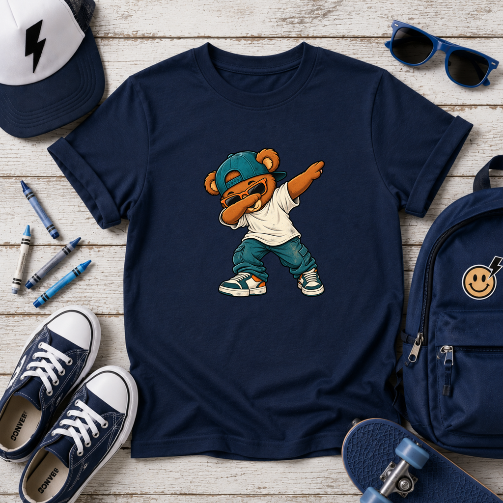 Dabbing Teddy Kids T‑Shirt I Cute Streetwear Tee