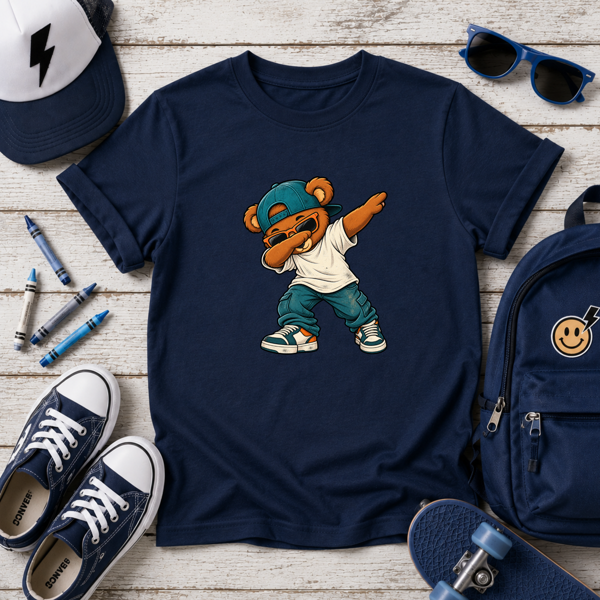 Dabbing Teddy Kids T‑Shirt I Cute Streetwear Tee