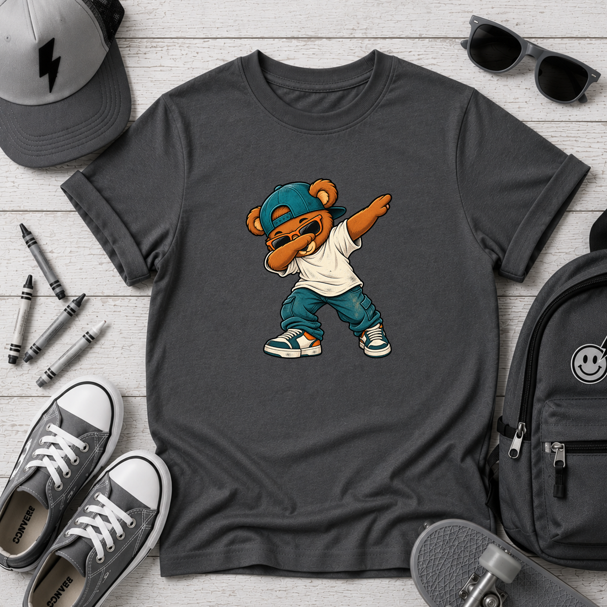 Dabbing Teddy Kids T‑Shirt I Cute Streetwear Tee