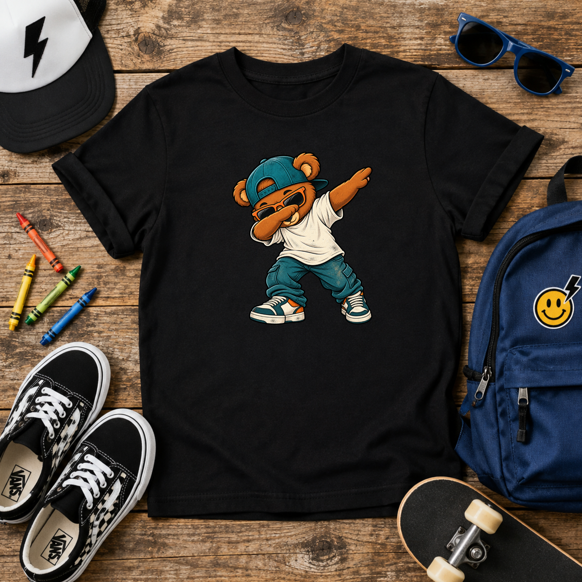Dabbing Teddy Kids T‑Shirt I Cute Streetwear Tee
