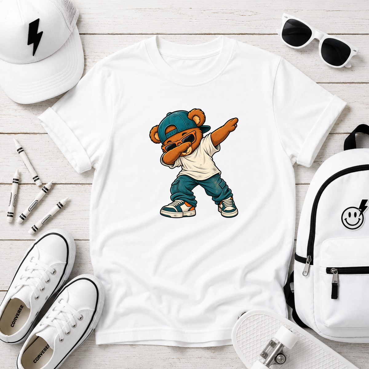 Dabbing Teddy Kids T‑Shirt I Cute Streetwear Tee