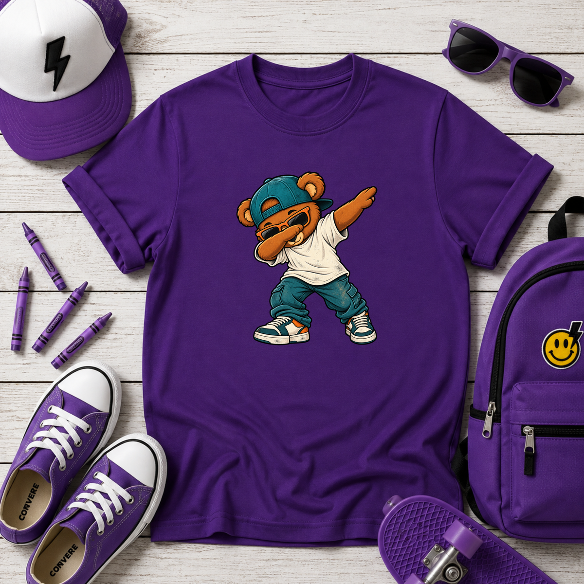 Dabbing Teddy Kids T‑Shirt I Cute Streetwear Tee