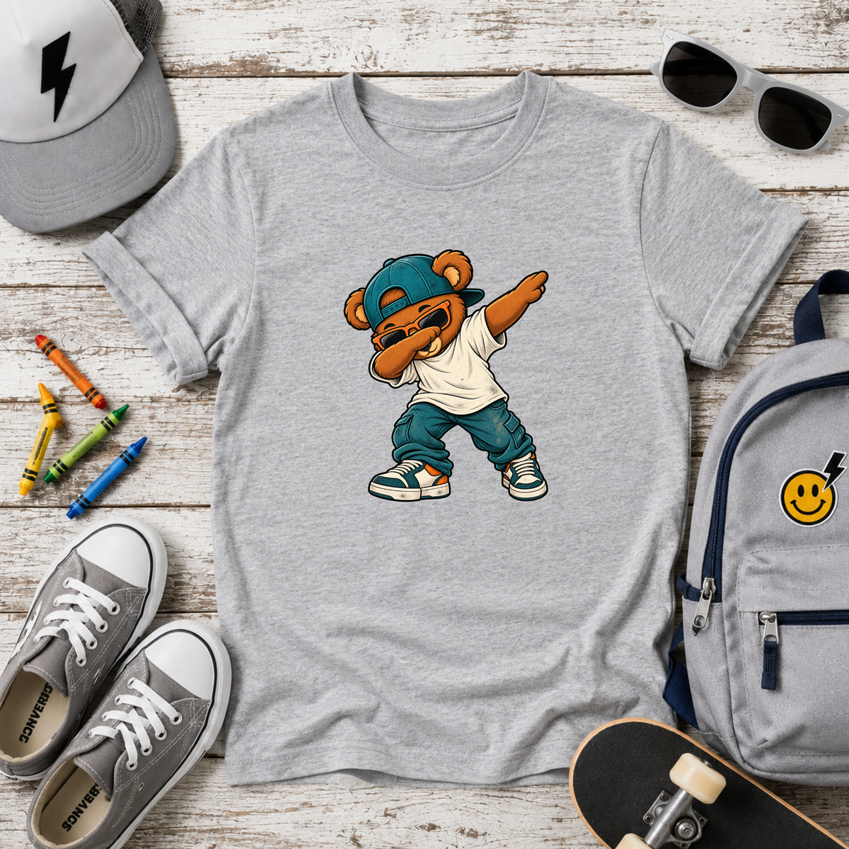 Dabbing Teddy Kids T‑Shirt I Cute Streetwear Tee