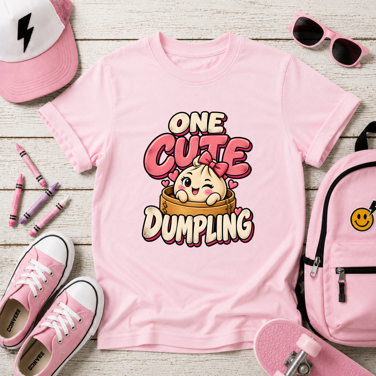 Kids Tee "One Cute Dumpling" Cartoon Dumpling Shirt