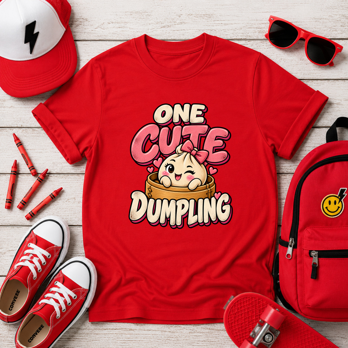 Kids Tee "One Cute Dumpling" Cartoon Dumpling Shirt
