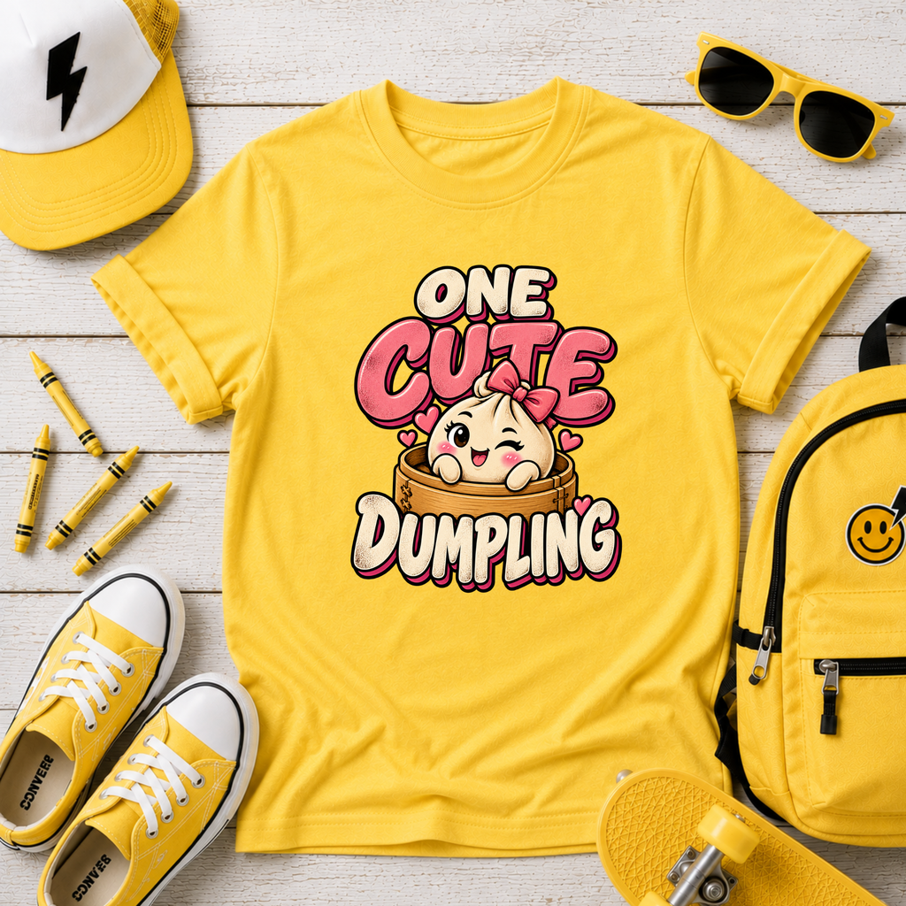 Kids Tee "One Cute Dumpling" Cartoon Dumpling Shirt