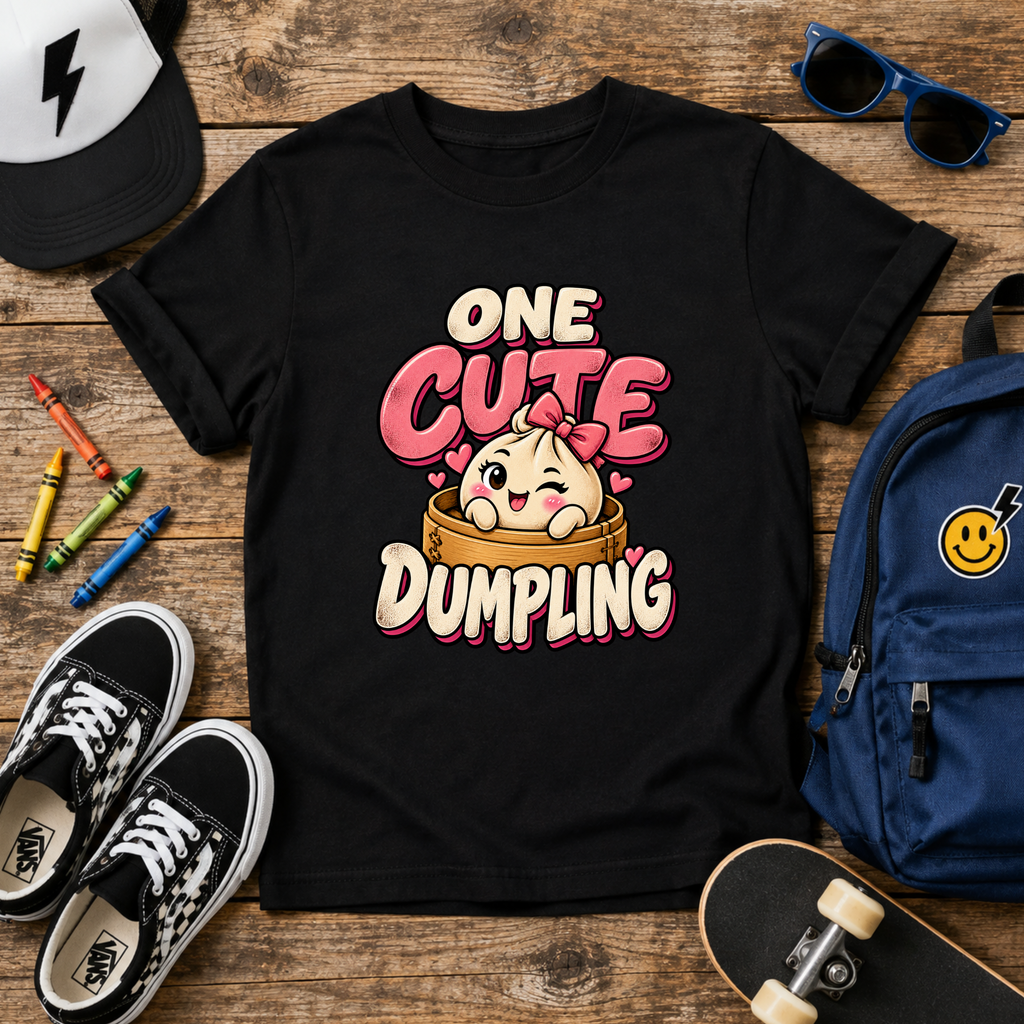Kids Tee "One Cute Dumpling" Cartoon Dumpling Shirt