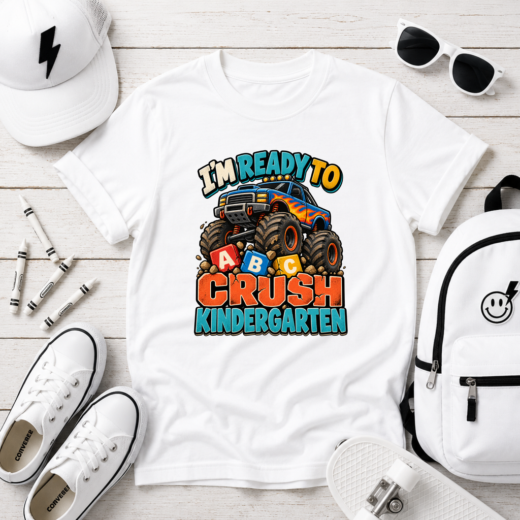 Kids Tee "I’m Ready to Crush Kindergarten" Monster Truck Back-to-School Shirt