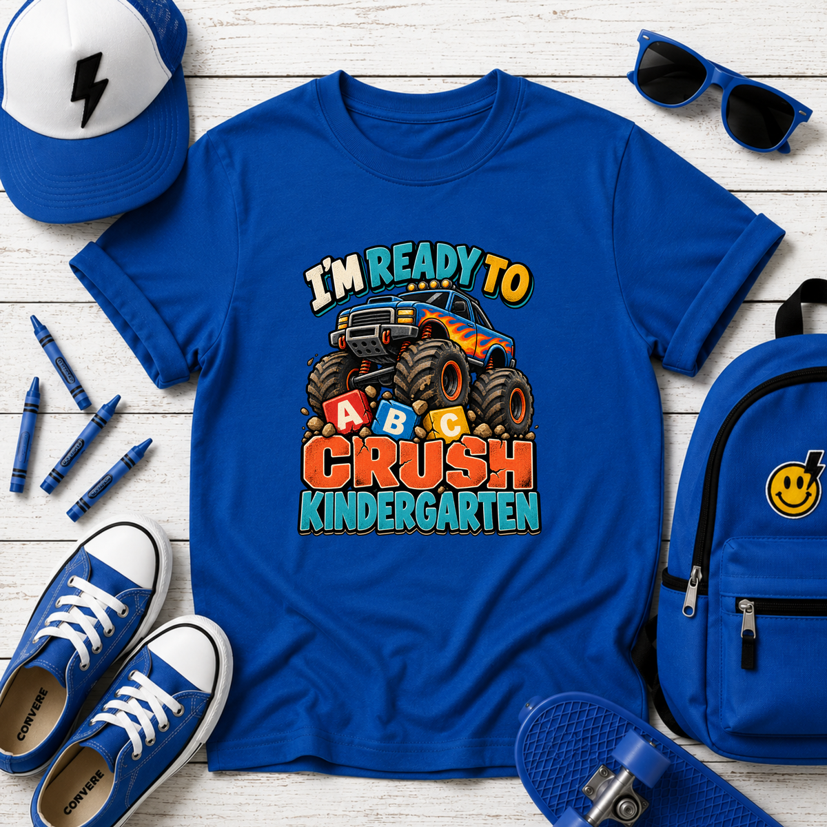 Kids Tee "I’m Ready to Crush Kindergarten" Monster Truck Back-to-School Shirt