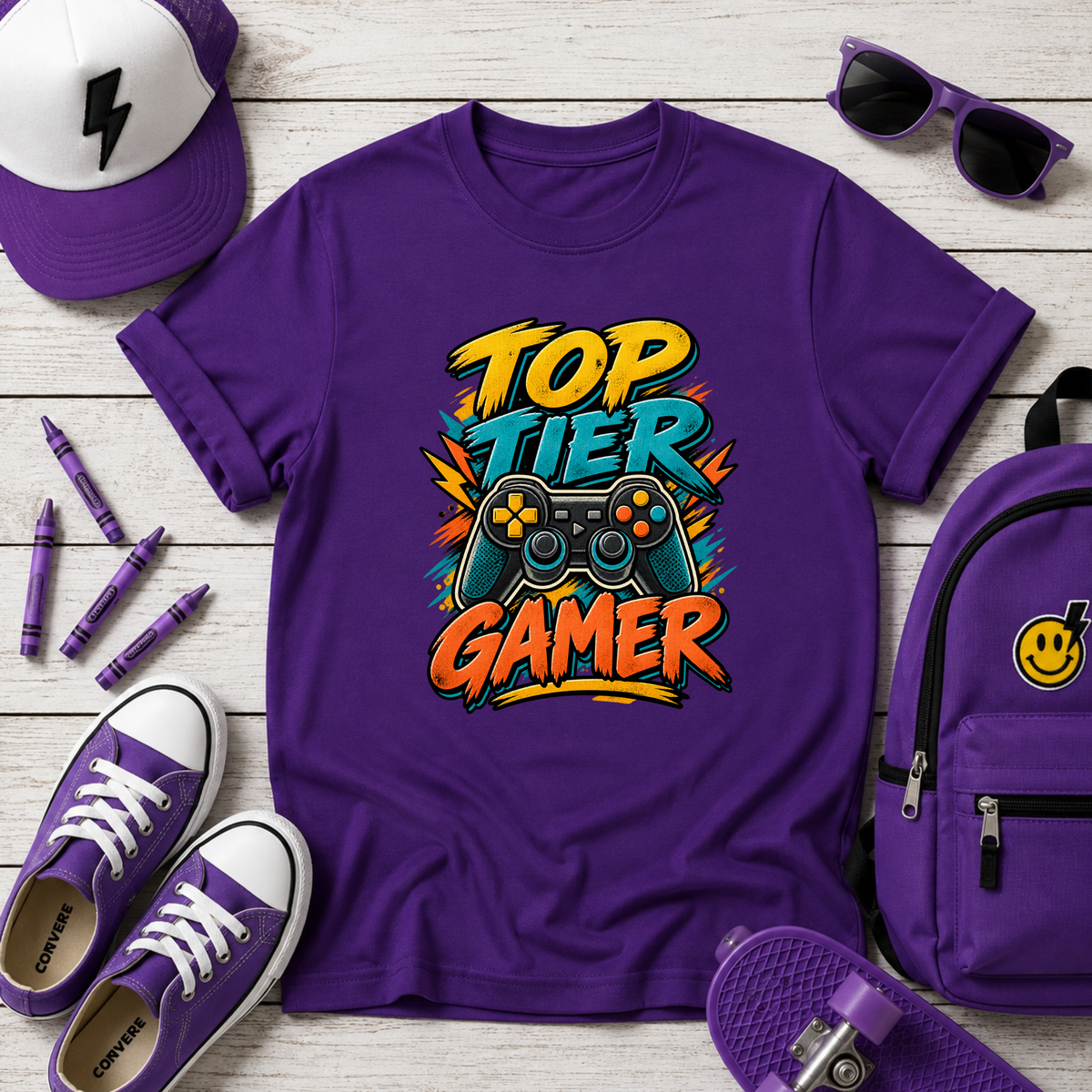 Kids Tee "Top Tier Gamer" Graphic Shirt (Gaming Controller Design)