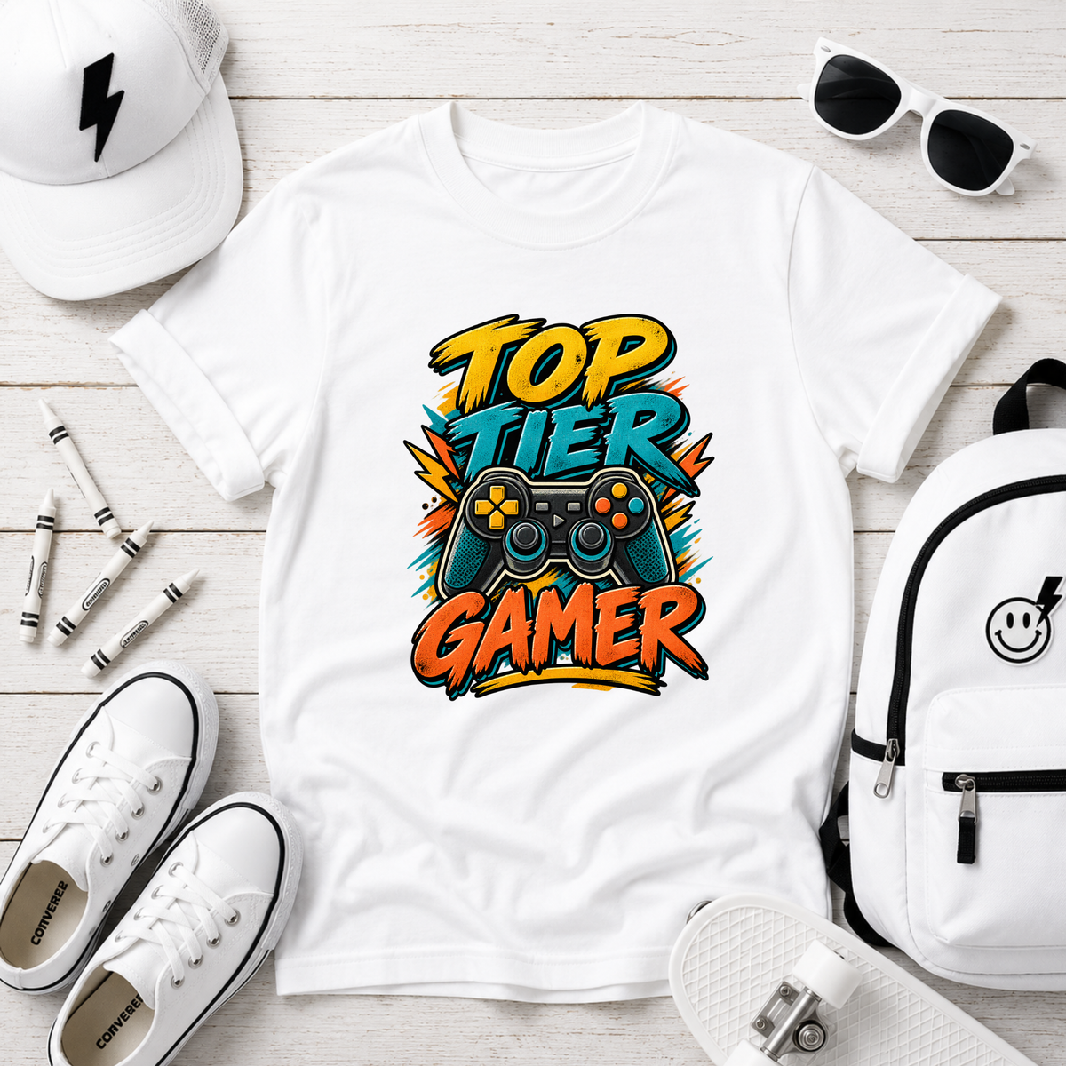 Kids Tee "Top Tier Gamer" Graphic Shirt (Gaming Controller Design)