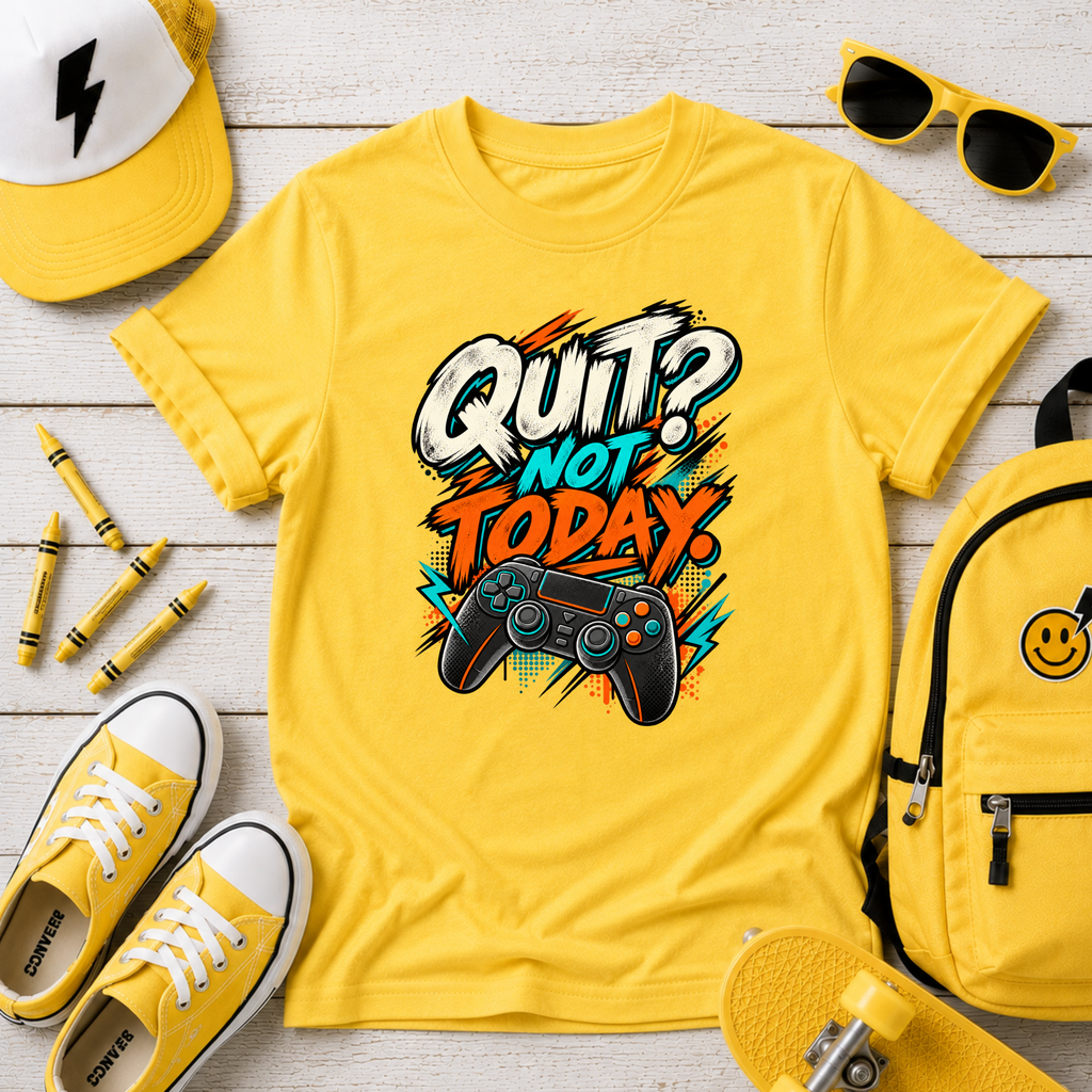 Kids Gaming Graphic T-shirt “Quit? Not Today”