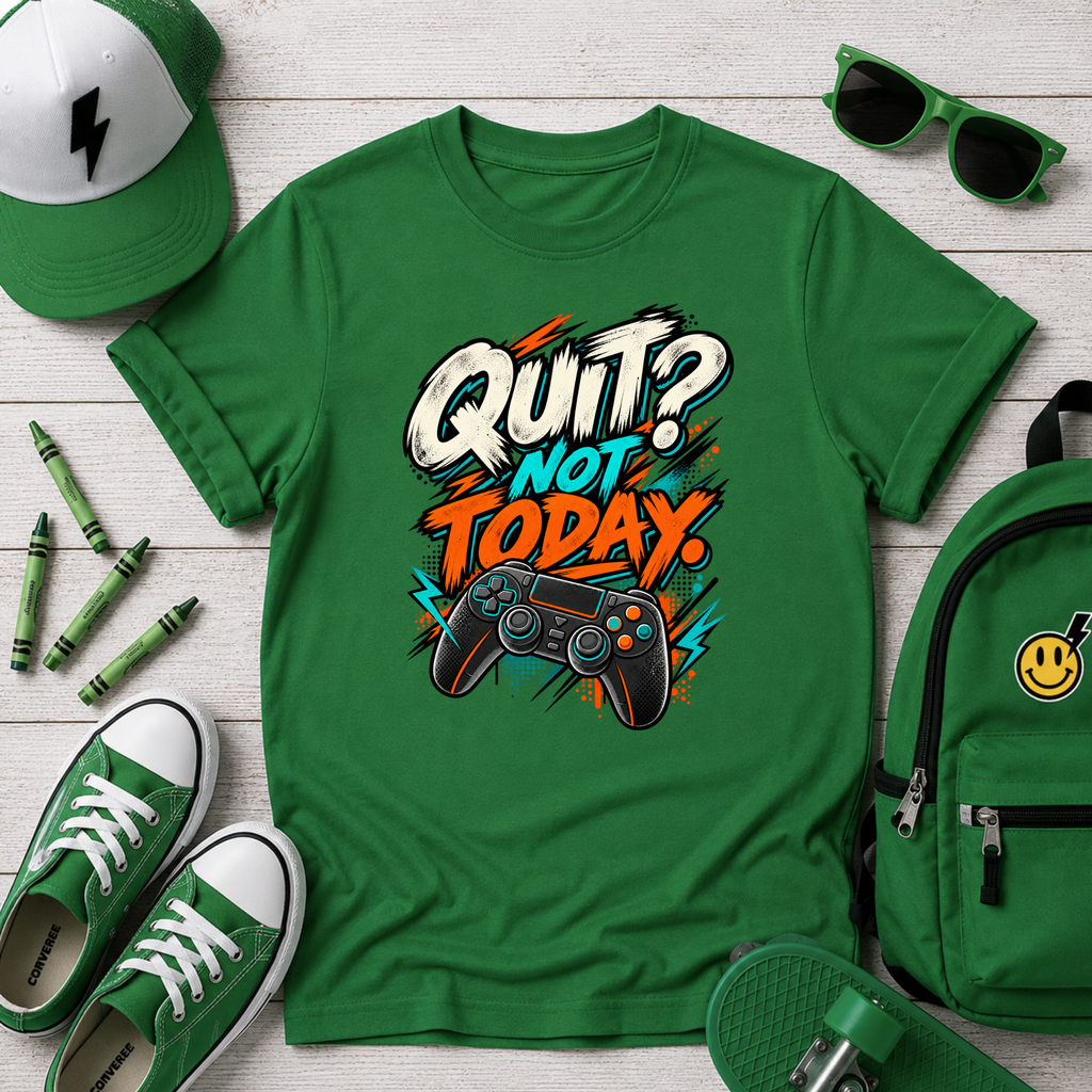 Kids Gaming Graphic T-shirt “Quit? Not Today”