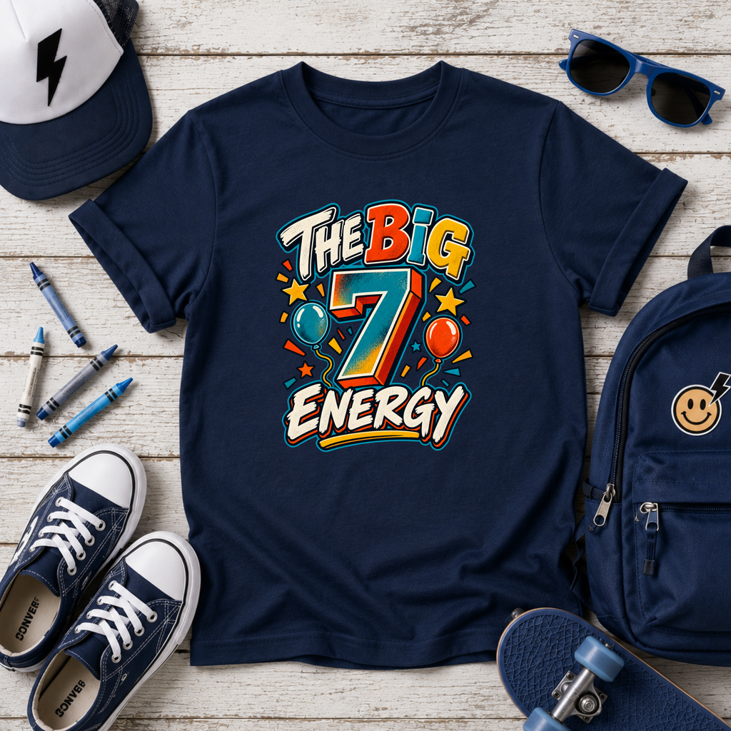 Kids T-Shirt "The Big 7 Energy" Birthday Tee