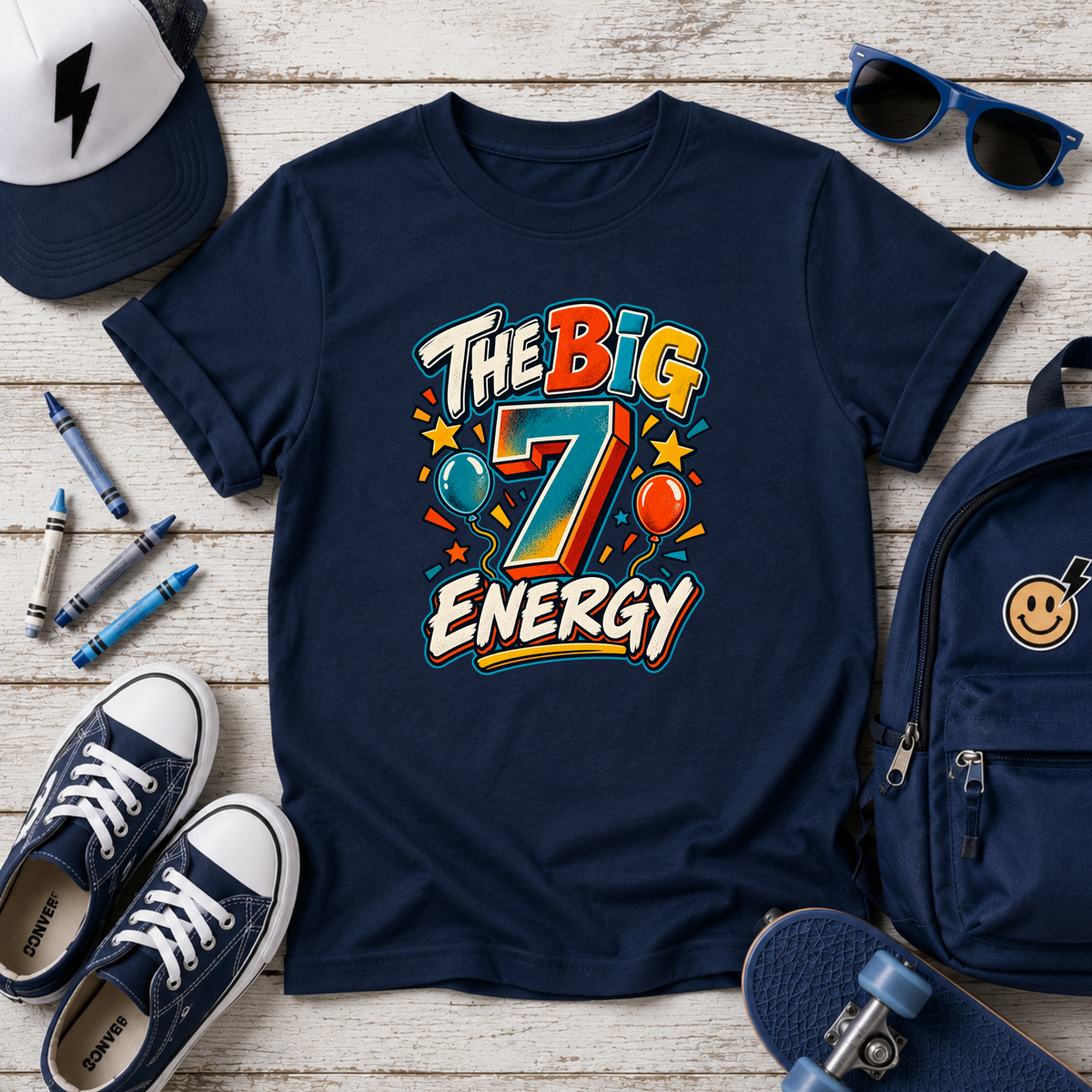 Kids T-Shirt "The Big 7 Energy" Birthday Tee