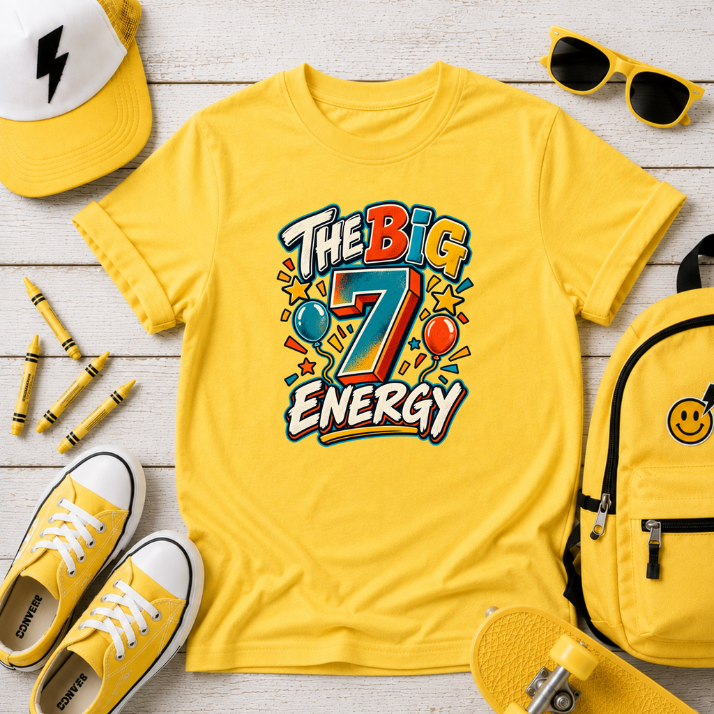 Kids T-Shirt "The Big 7 Energy" Birthday Tee