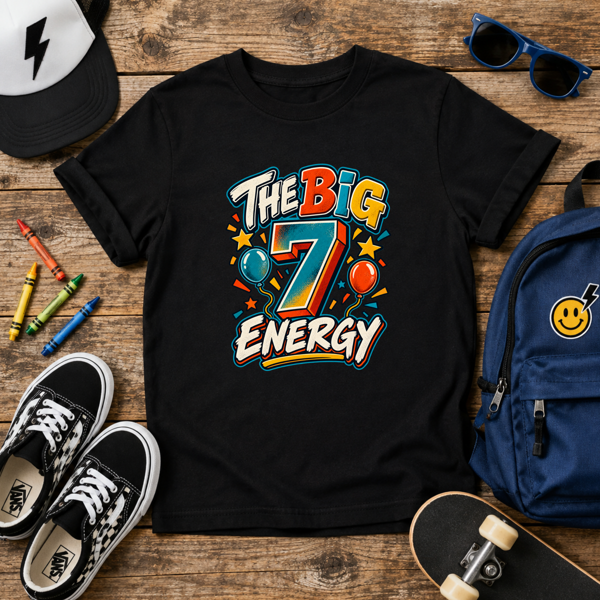 Kids T-Shirt "The Big 7 Energy" Birthday Tee