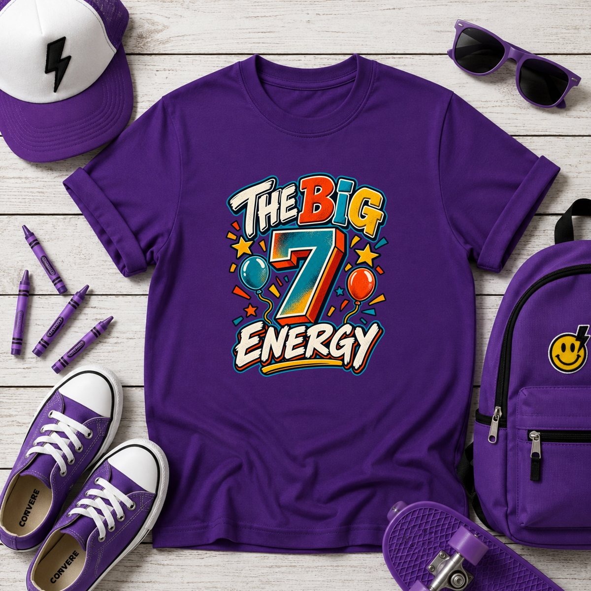 Kids T-Shirt "The Big 7 Energy" Birthday Tee