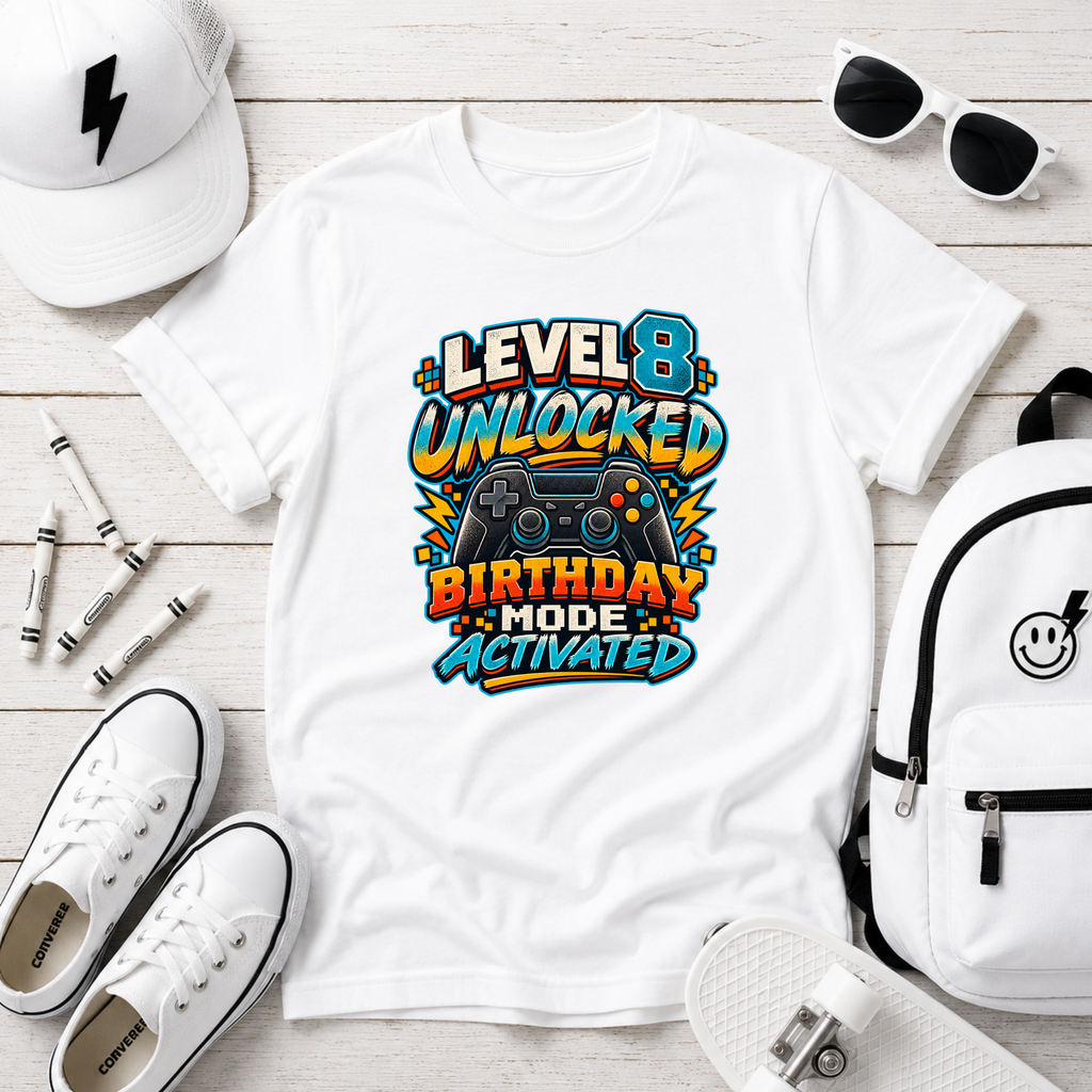 Level 8 Unlocked Birthday Shirt, Gamer 8th Birthday T-shirt